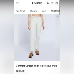 Re/done high-rise 70s stovepipe jeans in vintage white